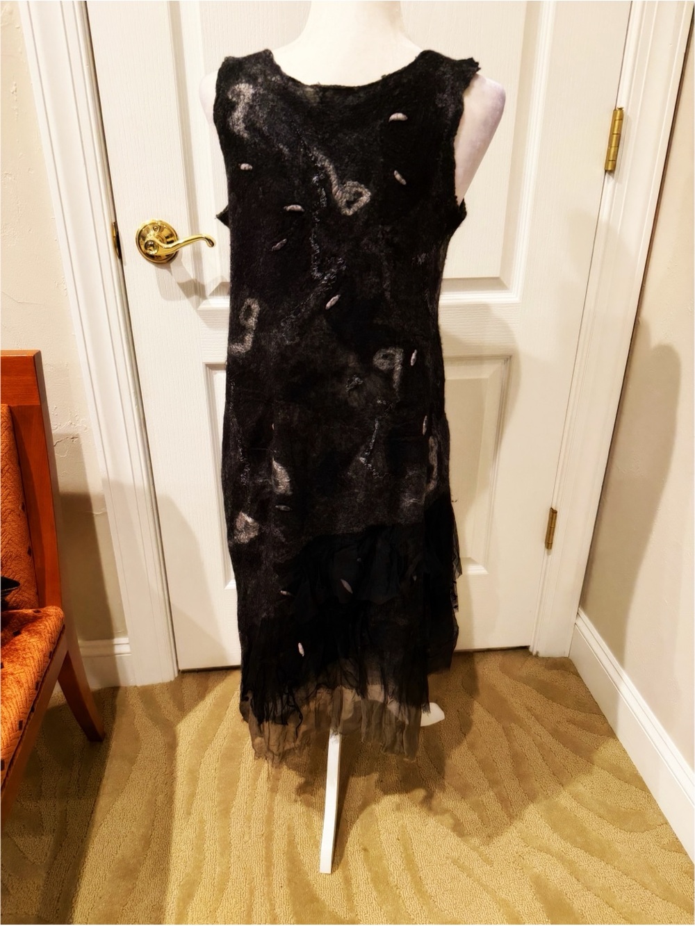 Artist Made Felt Dress in Black, Grey and White - Picture 3 of 5